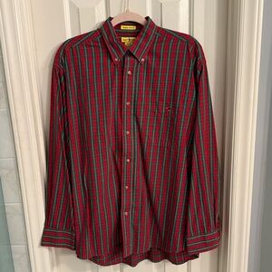 Red Duck Head medium plaid button up, Christmas button up